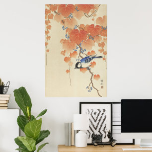 Koson Underbar Tit på Paulownia Gren japansk konst Poster