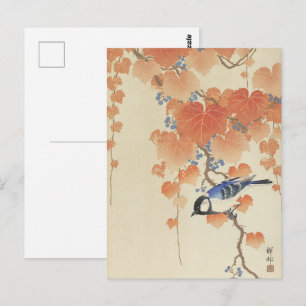 Koson Underbar Tit på Paulownia Gren japansk konst Vykort
