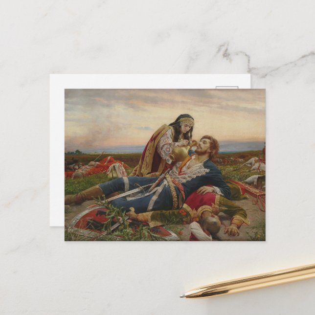 Kosovka Devojka Urosa Predica - Kosovo Maiden Helg Vykort (Fram/Back In Situ)