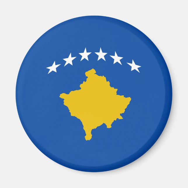 Kosovo Fisheye Flagga Magnet (Framsidan)