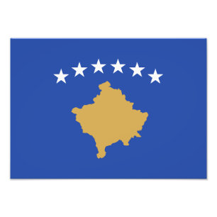 Kosovo Flagga Fototryck