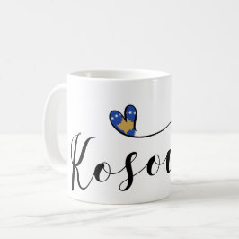 Kosovo Flagga Heart, I Kärlek Kosovo, Kosovo, Koso Kaffemugg