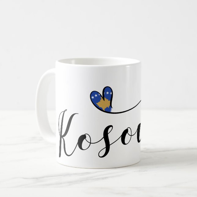 Kosovo Flagga Heart, I Kärlek Kosovo, Kosovo, Koso Kaffemugg (Framsida vänster)