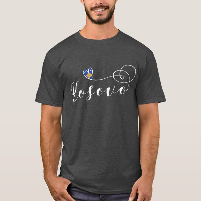 Kosovo Flagga Heart, I Kärlek Kosovo, Kosovo, Koso T Shirt (Framsida)
