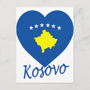 Kosovo Flagga Heart Vykort