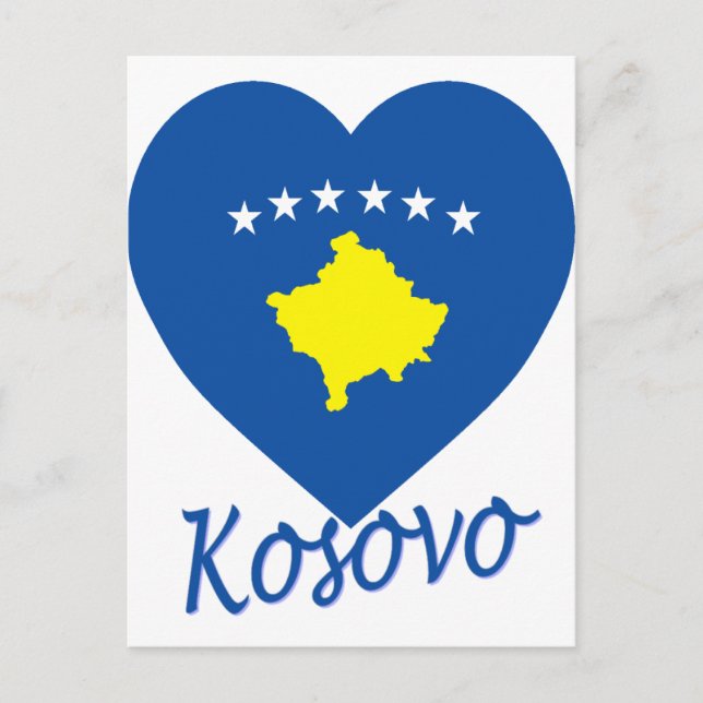 Kosovo Flagga Heart Vykort (Framsida)