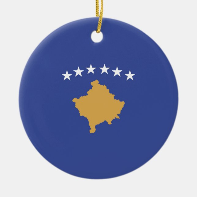 Kosovo flagga julgransprydnad keramik (Framsidan)