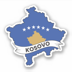 Kosovo Flagga Karta Klistermärken