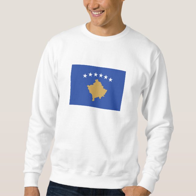 Kosovo Flagga Lång Ärmad Tröja (Framsida)