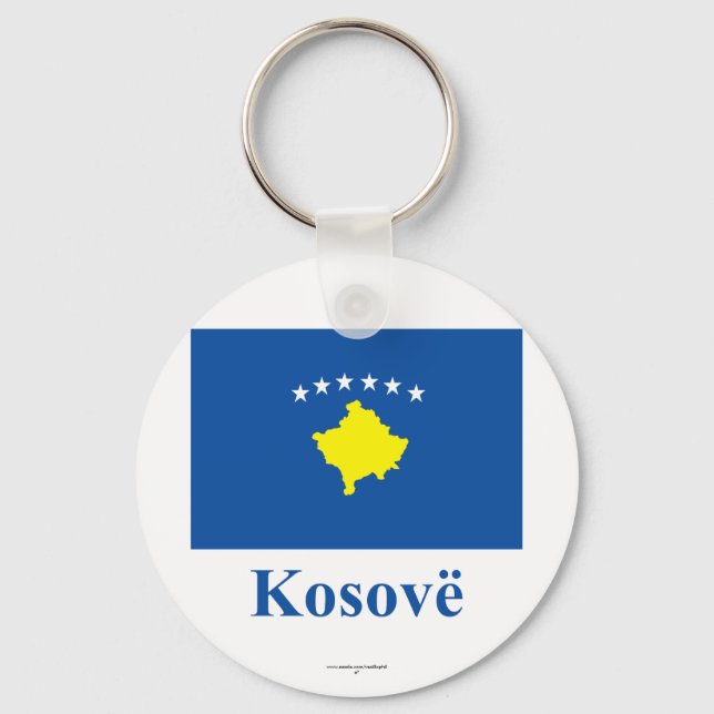 Kosovo Flagga med Namn på albanska Nyckelring (Framsida)