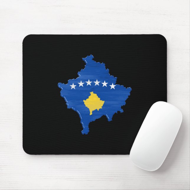 Kosovo flagga och karta musmatta (Med mus)