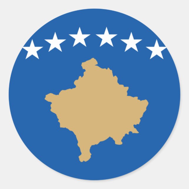 Kosovo Flagga Runt Klistermärke (Framsida)