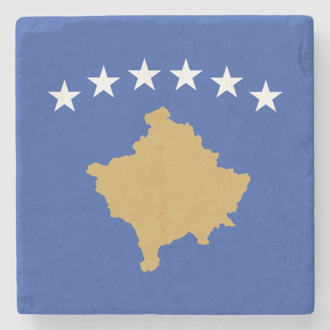 Kosovo Flagga Stenunderlägg (Framsidan)