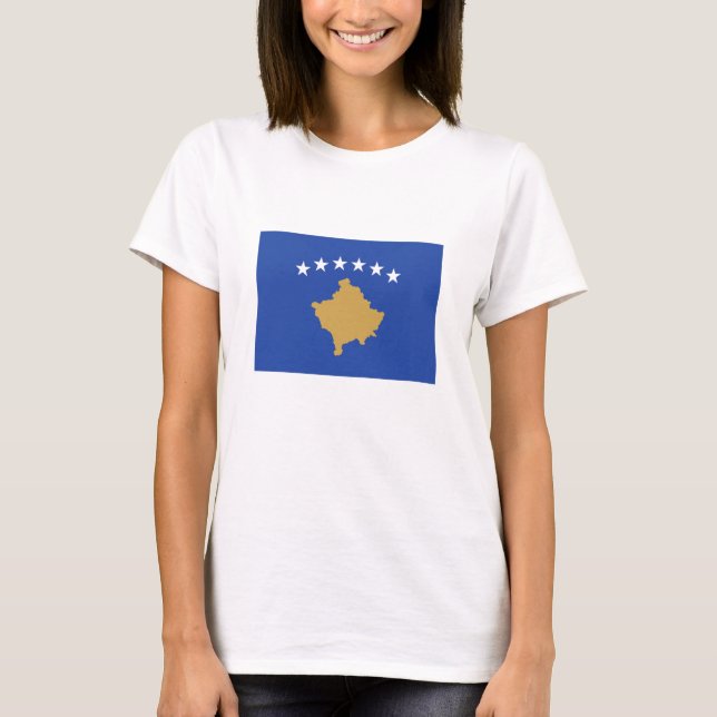 Kosovo Flagga T Shirt (Framsida)