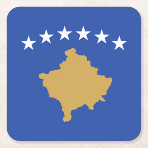 Kosovo Flagga Underlägg Papper Kvadrat
