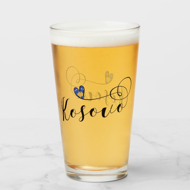 Kosovo flaggahjärta, älskar jag Kosovo som är Glaskopp (Framsida fylld)