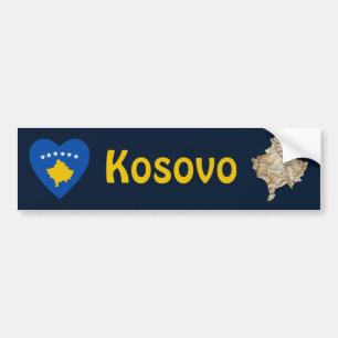 Kosovo flaggahjärta + Kartabildekal Bildekal