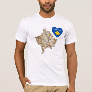Kosovo flaggahjärta och kartaT-tröja Tröja