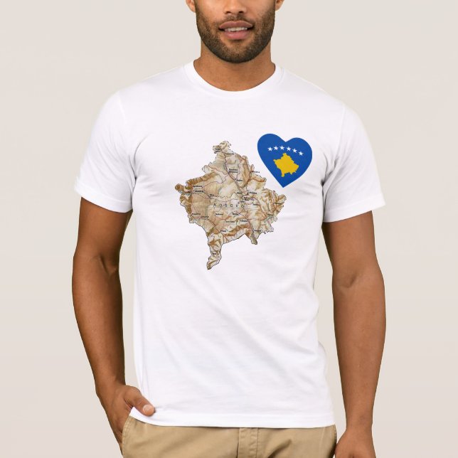 Kosovo flaggahjärta och kartaT-tröja Tröja (Framsida)