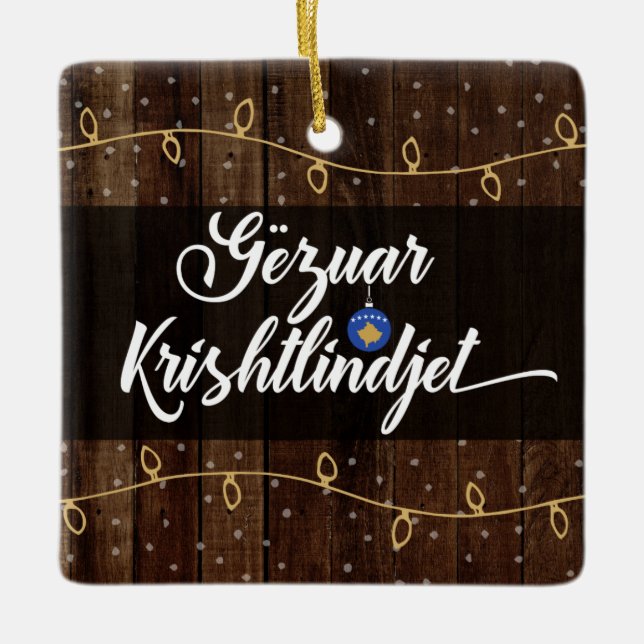 Kosovo God jul Gëzuar Krishtlindjen Julgransprydnad Keramik (Framsida)