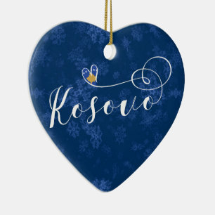 Kosovo Heart, Julgran Ornamet, Kosovo Julgransprydnad Keramik