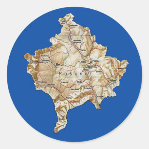 Kosovo Karta Sticker Runt Klistermärke