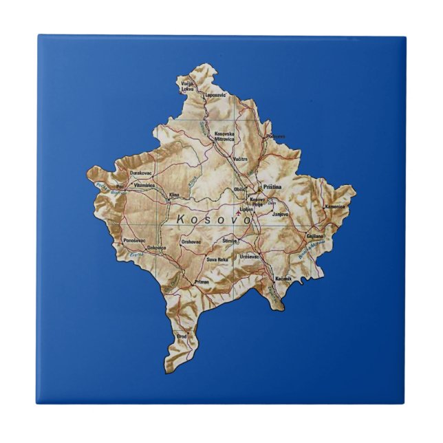 Kosovo Kartbild Kakelplatta (Framsidan)