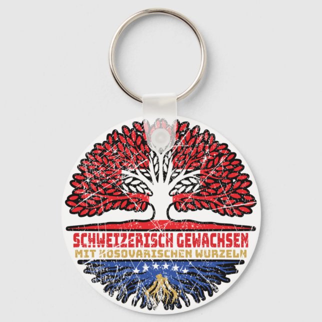 Kosovo Kosovarisch Schweizer Schweiz Baum Wurzel Nyckelring (Framsida)