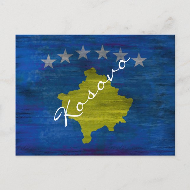 Kosovo, nödlidande flagga vykort (Framsida)