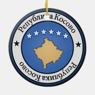 Kosovo Round Emblem Julgransprydnad Keramik