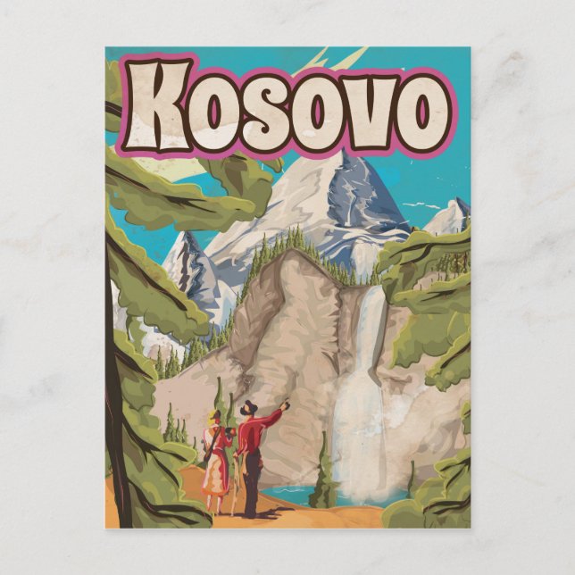 Kosovo Vintage Resemålningaffisch Vykort (Framsida)