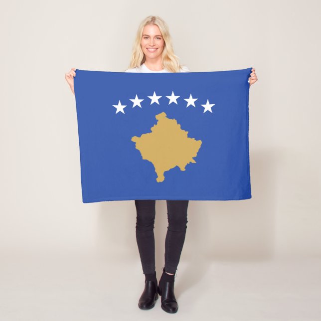 Kosovos flagga fleecefilt (På plats)