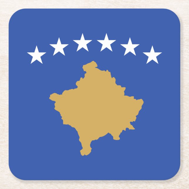 Kosovos flagga underlägg papper kvadrat (Framsidan)