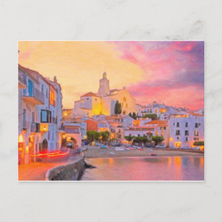 kosta brava spain pastel vykort