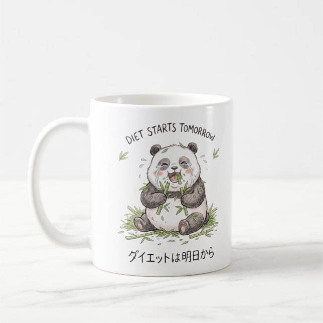 Kosthållningen Börjar I Morgon Roligt Gråtande Pan Kaffemugg (Vänster)