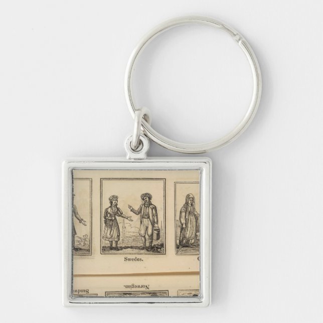 Kostnader Fyrkantig Silverfärgad Nyckelring (Framsidan)