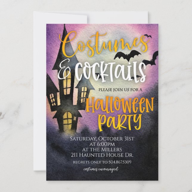 Kostnader och ficksvansar Halloween fest Inbjudningar (Framsida)