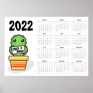 Kostnadsfri hals Kalender 2022 Poster - måndag sta