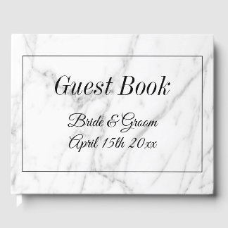 Kostnadsfri vit marble print bröllop gäst bok