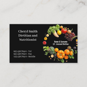 Kostrådgivare Nutritionist frukt grönsak färg foto Visitkort