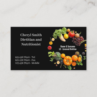 Kostrådgivare Nutritionist frukt grönsak färg foto Visitkort