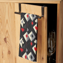 Kostym av att spela kort i poker. kökshandduk