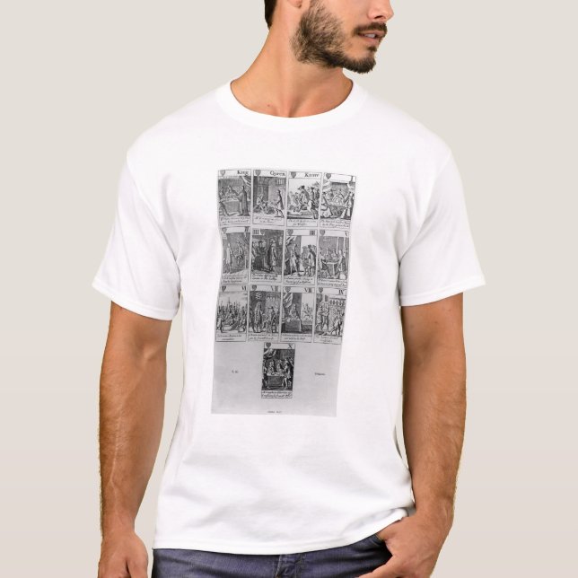 Kostym av hjärtor som illustrerar 'den Popish T Shirt (Framsida)