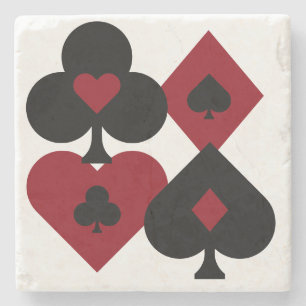 Kostym för rött och svart pokerkort stenunderlägg