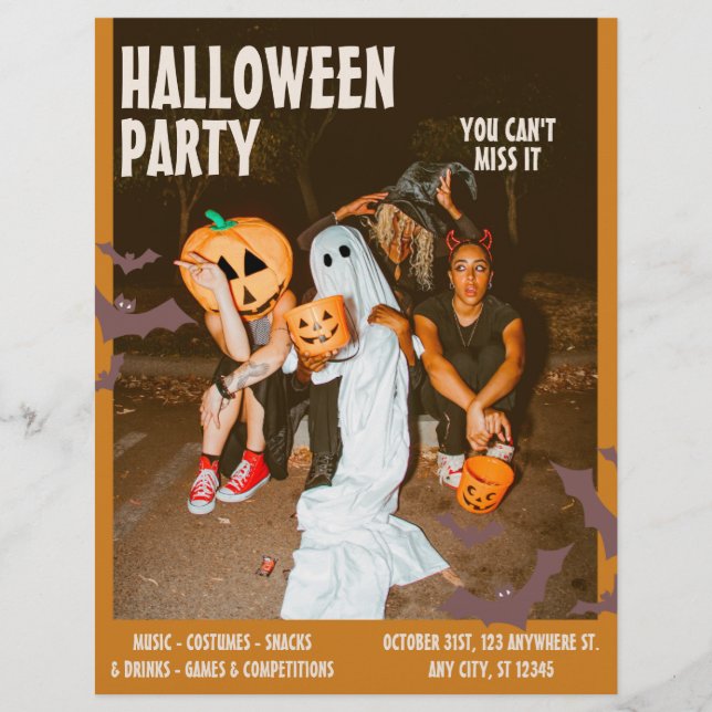 Kostym Halloweenfest,Retro Halloween som går att r Reklamblad (Framsidan)