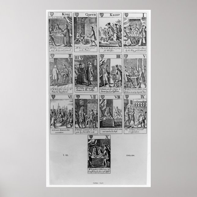 Kostym i Hearts som illustrerar "Plot of Popish" Poster (Framsidan)