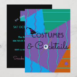 Kostym- och cocktail Halloween-fest inbjudan