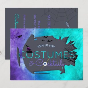 Kostym- och cocktail Halloween-fest inbjudan