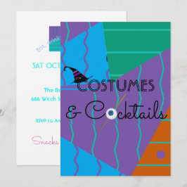Kostym- och cocktail Halloween-fest-inbjudan Inbjudningar
