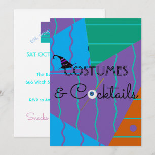 Kostym- och cocktail Halloween-fest-inbjudan Inbjudningar